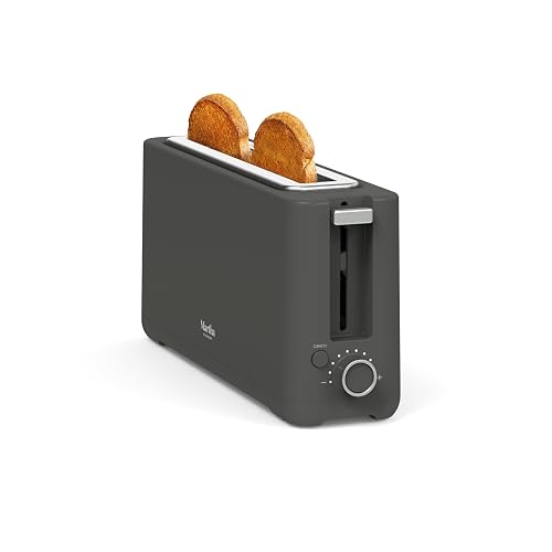Martha Stewart 2 Slice Long Slot Toaster, Extra Wide, Caviar Gray