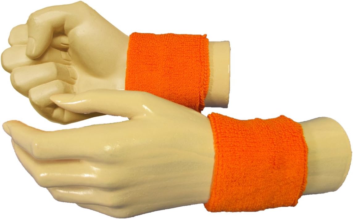 Couver Wrist Sweatbands Absorbent Sweatbands for Tennis Football Basketball Running Athletic Sports and Working Out - Solid Cotton Terry Colth Sport Wristband(1 Pair)
