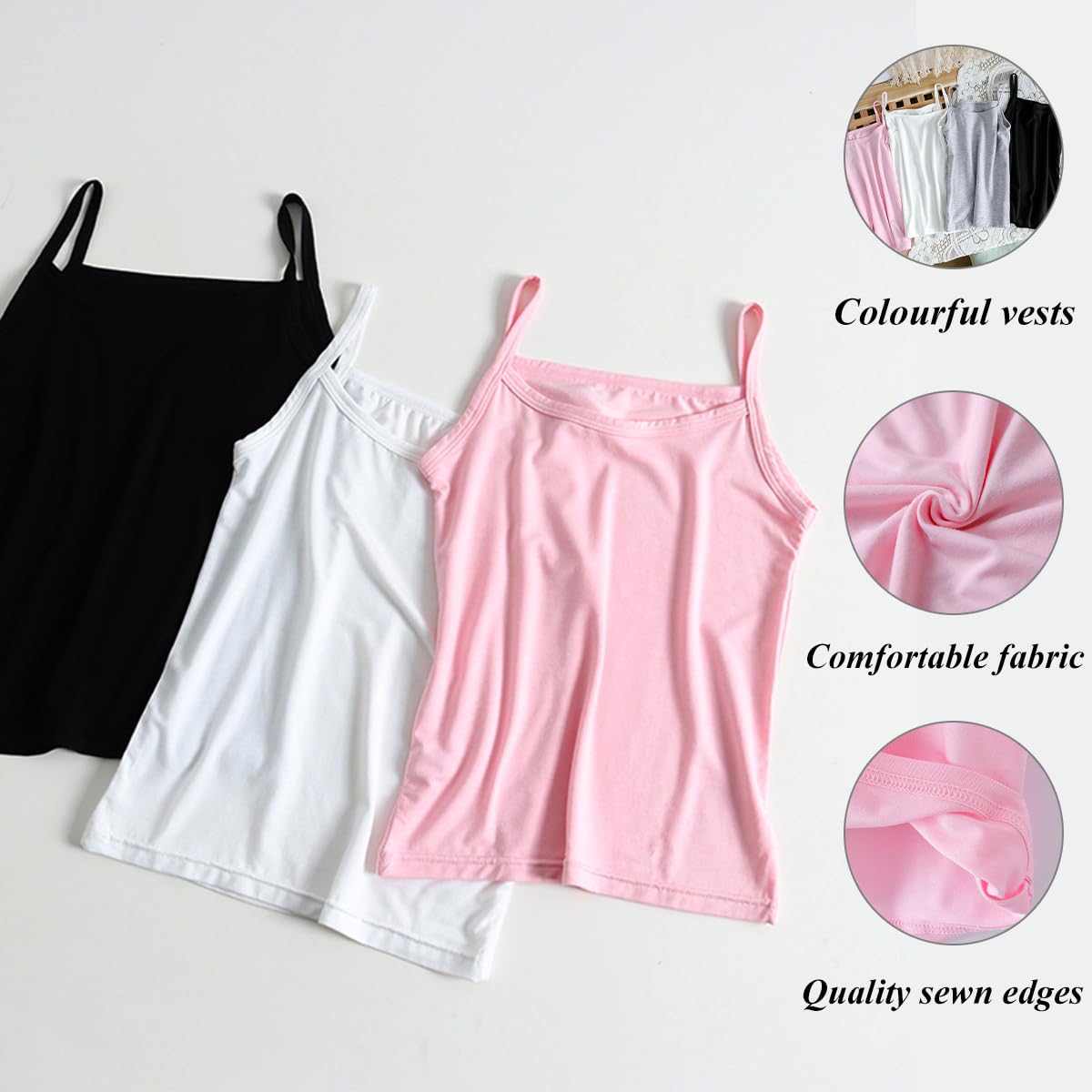 5er-Pack Cami-Westen für Mädchen, weiche, ärmellose Kinder-Unterhemden, einfarbige Tanktops für Kleinkinder, Racerback-Ballett-Tanzbekleidung