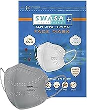 SWASA PLUS PM0.3 Nanofiber Reuseable N95 Mask (Grey, Without Valve, Pack of 10) for Unisex (10)