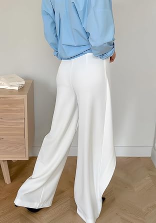 LETSVDO Women's Wide Leg Dress Pants High Waisted Asymmetrical Wrap Slacks