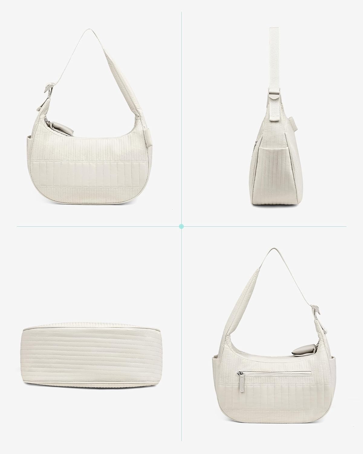 HomemeDiary Crescent Shoulder Bag for Women, Lightweight Puffy Quilted Purses Small Puffer Shoulder Handbags for Travel