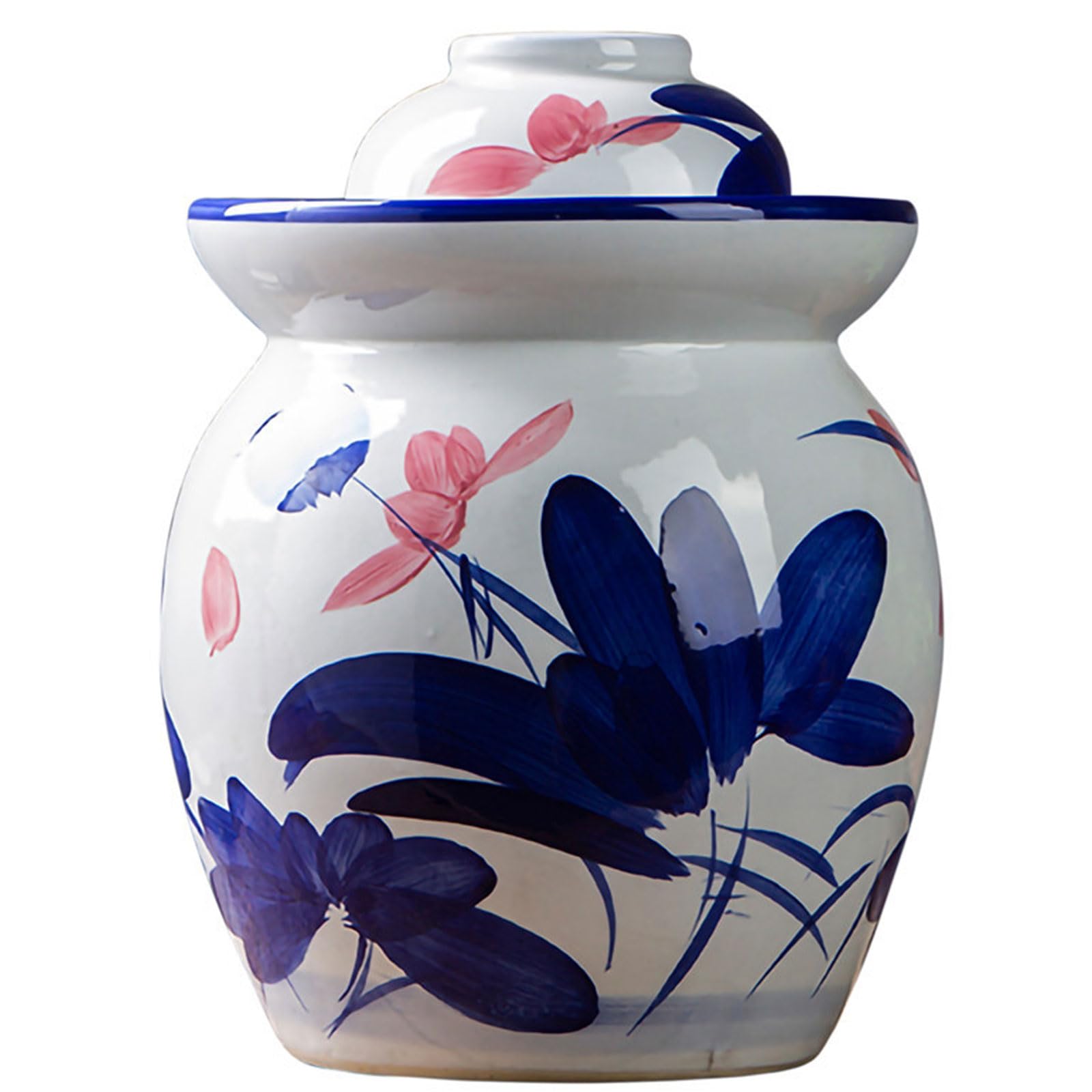 Jar marynowany Duży tradycyjny chiński słoik fermentacyjny z pokrywką z foki, Jingdezhen Ceramic Fermentation Crock for Pickling, Kimchi, Sauerkraut,7kg