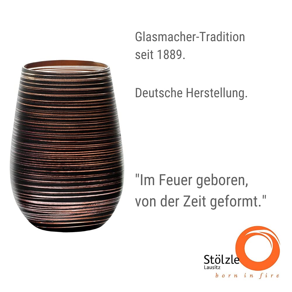 Stölzle Lausitz Set 6 Vasos Twister 465ml – Vasos Altos de Cristal Negro-Bronce para Agua Zumo y Cócteles – Resistentes a Golpes y Apto para Lavavajillas – Diseño Moderno Sin Plomo