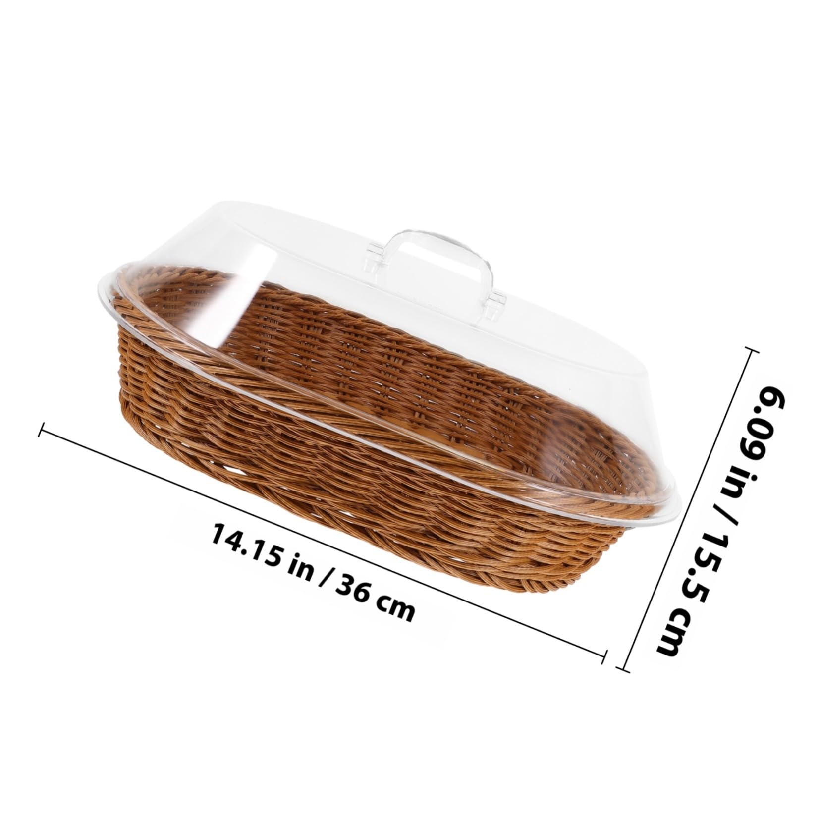 YARNOW Cestino Portaoggetti Rustico Porta Pane Intrecciato con Coperchio Trasparente 36 Cm, Cesto Multifunzionale per Frutta e Snack per Cucina e Sala da Pranzo Riutilizzabile