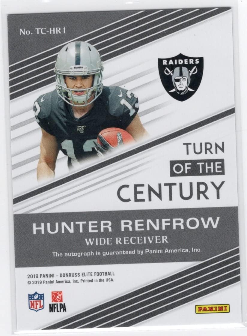 Hunter Renfrow Autographed & Serial Numbered #004/199 Turn Of The Century Collectible Football Card - 2019 Panini Donruss Elite Turn Of The Century Football Card #TC-HR1 (Raiders) Free Shipping