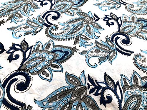 Tissu de coton imprimé Jaipur de 50 yards pour robe d'été et kurti traditionnel indien