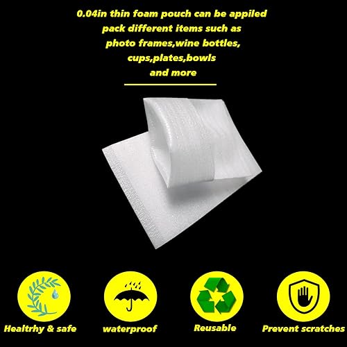 Miniatura 3 de Bolsas de espuma acolchada de 8'' x 10'', 50 piezas de suministros de amortiguación para mudanzas, bolsas de espuma que protegen artículos frágiles,