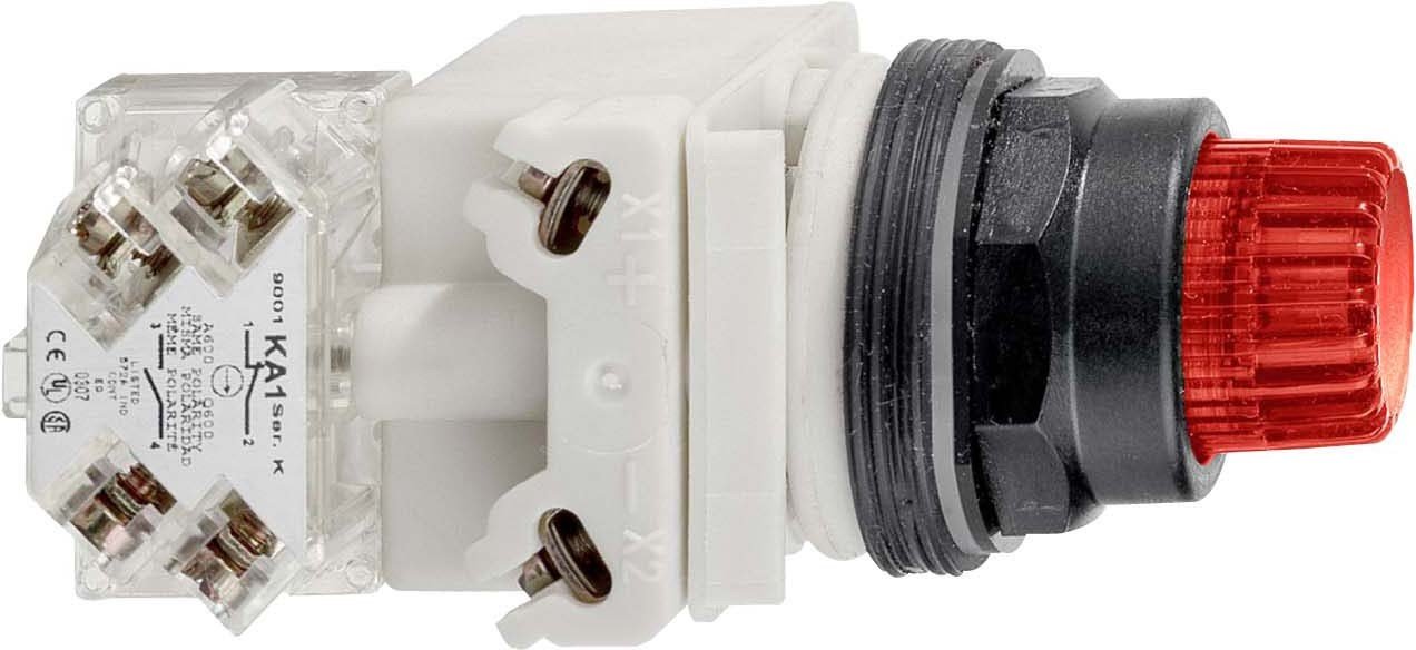 Cabeza pulsador luminoso saliente rojo 24V con alta visibilidad LED industrial