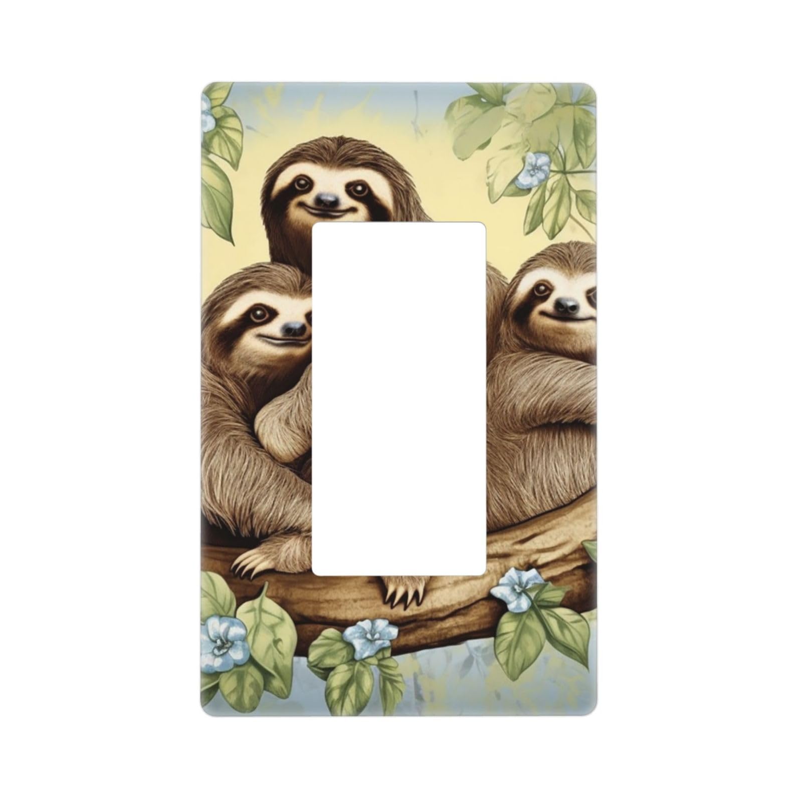 Decorator Wall Plate 1 Gang Light Switch Covers Decorator Receptacle Outlet Covers Sloth Family Wall Plates for Electrical Outlets Plug Cover Single Rocker Switch Plates