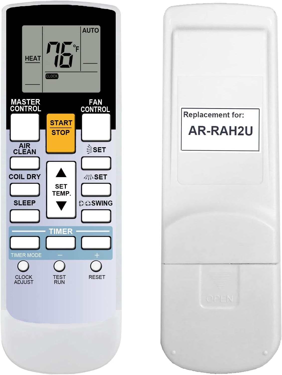 Replacement for Fujitsu Air Conditioner Remote Control Model Number AR-RAH2U Works for ASU18RLF ASU18RLXS ASU24RLF ASU24RLXS ASU30RLX AUU12RLF AUU18RLF AUU9RLF