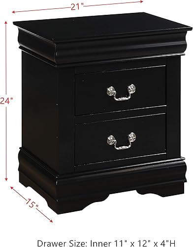 Miniatura 2 de Harper & Bright Designs Mesita de noche negra con 2 cajones, cómoda pequeña, muebles de noche, mesa auxiliar con almacenamiento para dormitorio,