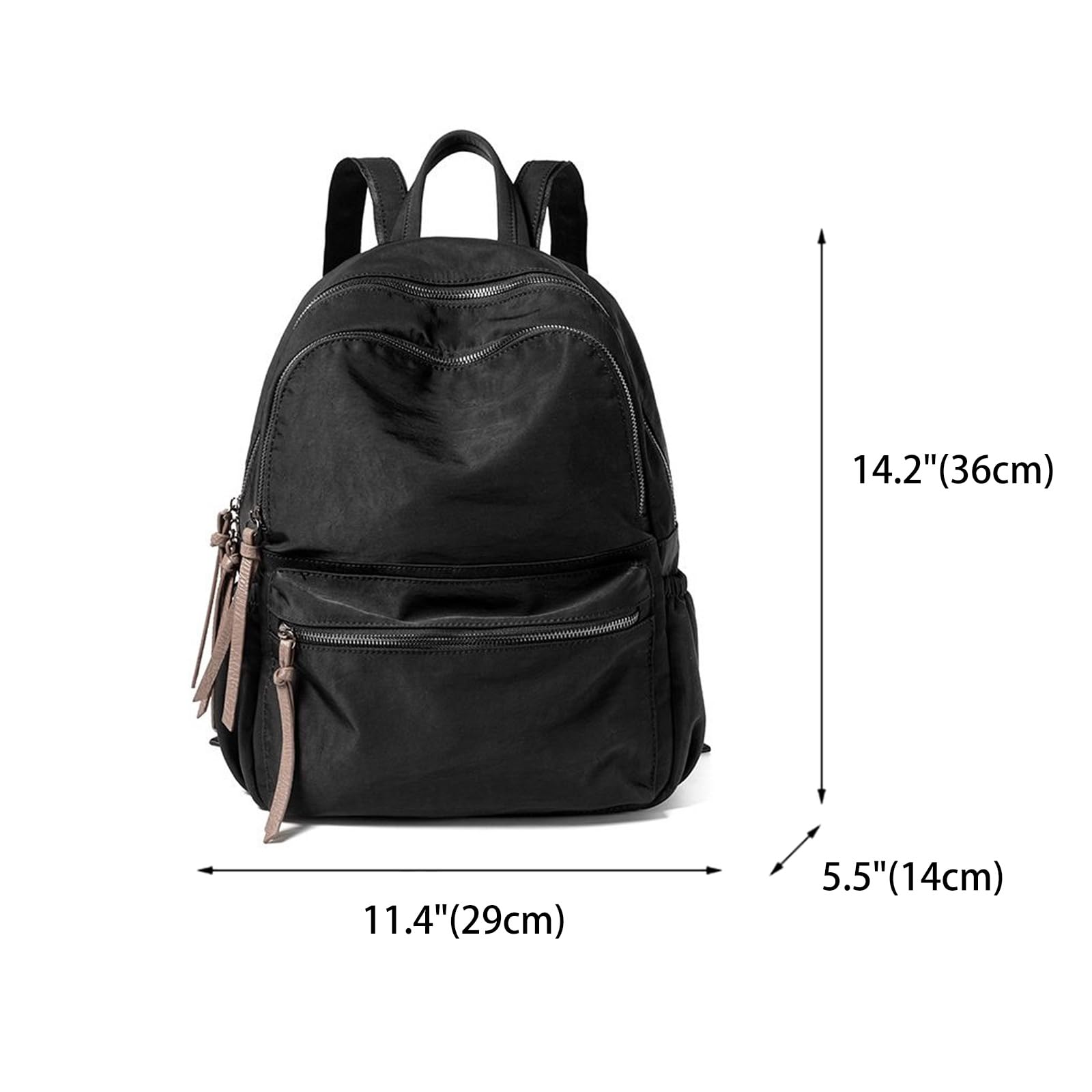 BUKESIYI Mujer Bolsos Mochila Niña Vestir Antirobo Pequeña Casual Nailon Piel Bandolera Portatil ES78596 Fekete