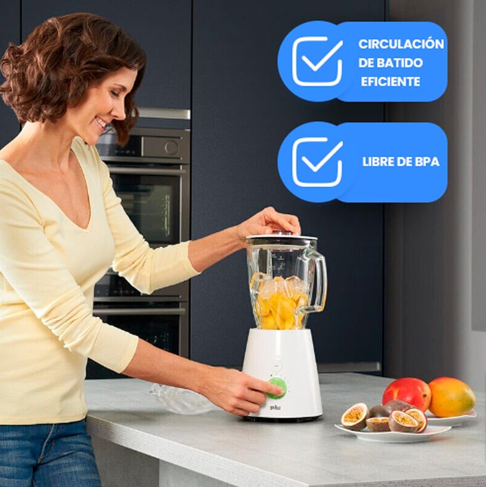 Anakel Home Repuesto de Jarra de Cristal Batidora Compatible con Braun 4184 Vaso de vidrio para Batidora Compatible con Modelos JB3060, MX2050, Multiquick...