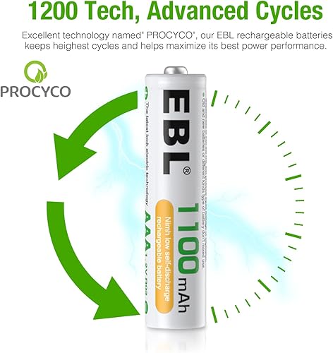 Miniatura 7 de EBL Baterías AAA recargables de 1100 mAh 8 unidades con 907 LCD individual AAAAA cargador de batería recargable