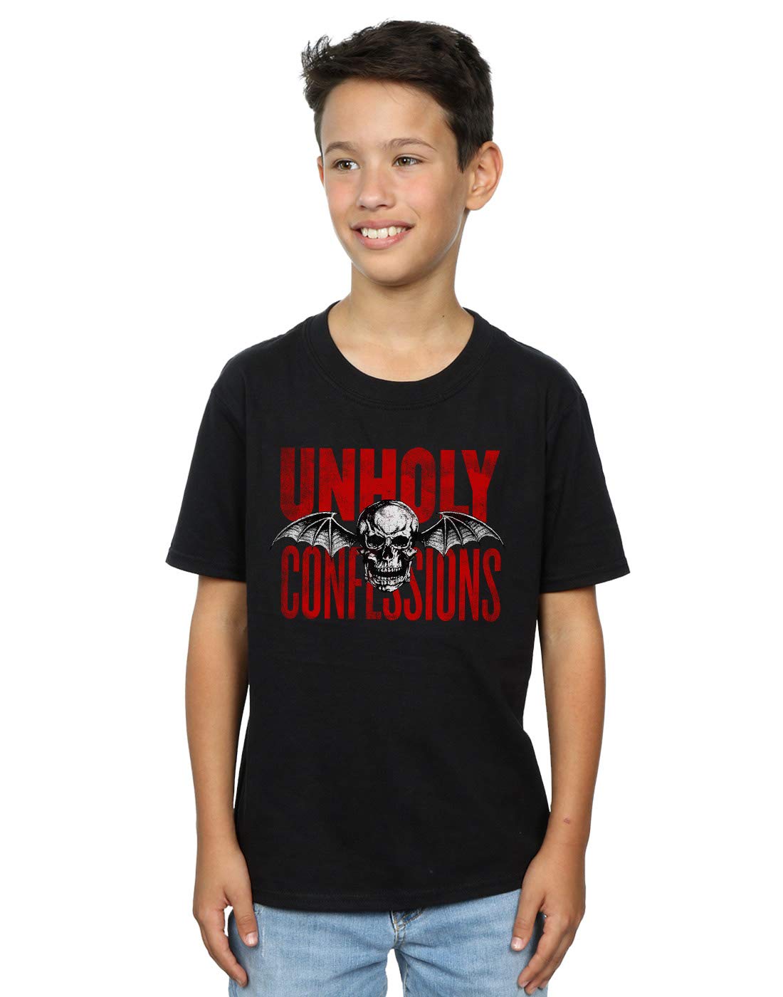 Absolute Cult Boys Black Avenged Sevenfold Unholy Confessions T-Shirt 9-11 Years