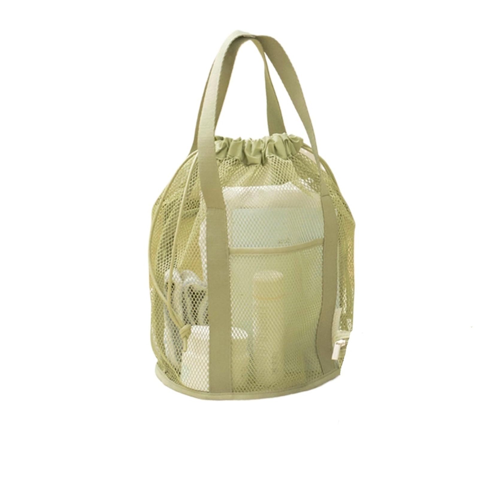 Borsa da toilette viaggio 1 pezzo, borsa ultraleggera pieghevole scavata in rete, tasca con coulisse, spiaggia Per Viaggi(Green)