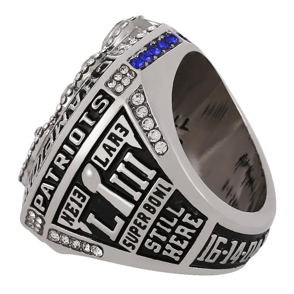 Ringe Zur Nationalen Fußballmeisterschaft 2018 Patriot-Champion-Ring Mit Holz-Schaubox Rugby-Souvenir-Schmuck Geschenke Für Fans Familie Freunde Alumni