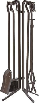 UniFlame 5-Piece Bronze Fireplace Tools Set with Crook Handles F-1614