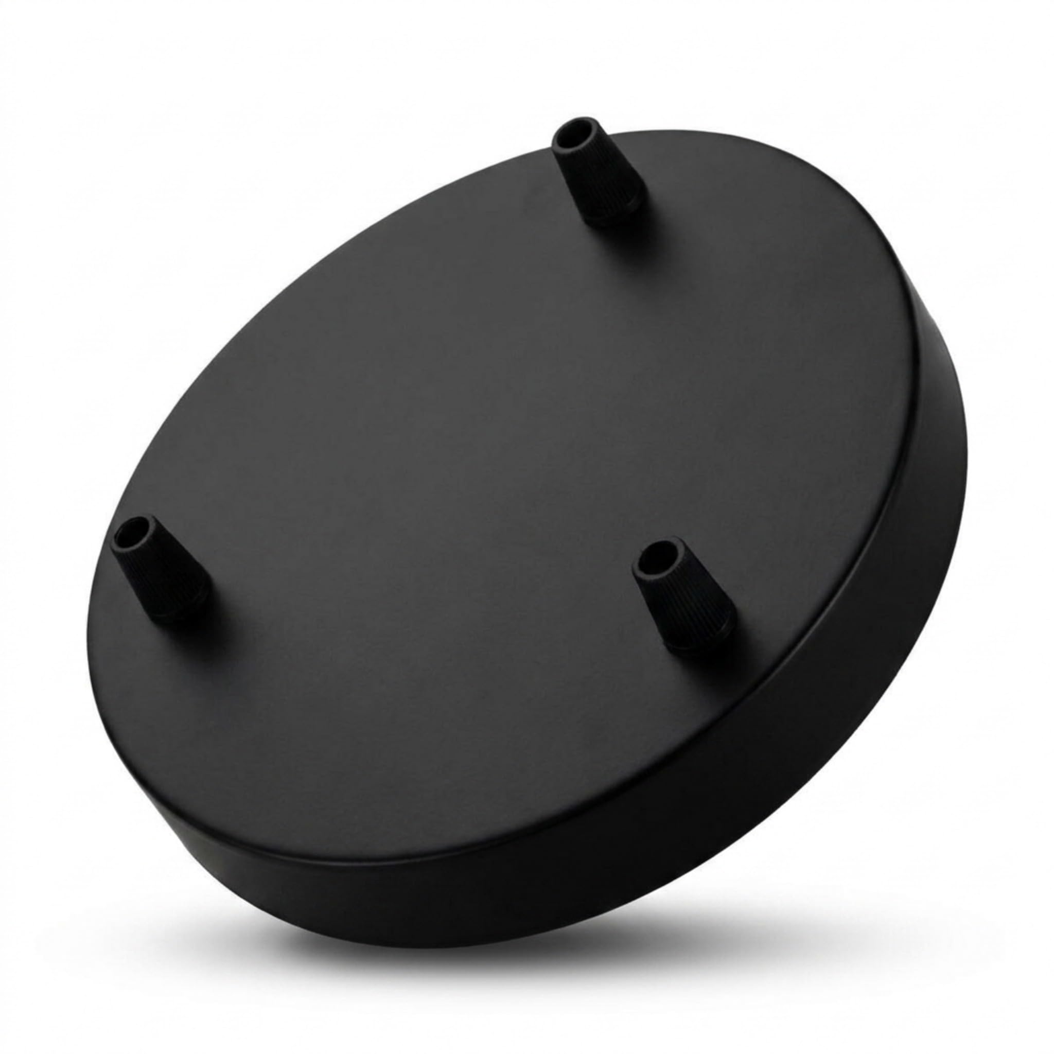 Black Ceiling Rose 200mm Side Fitting 3 Outlet Pendant Light Plate for Multi Drop Cluster Lighting Metal Round Ceiling Cover for Modern UK Interiors Versatile Accessory Elegant Lighting Solutions