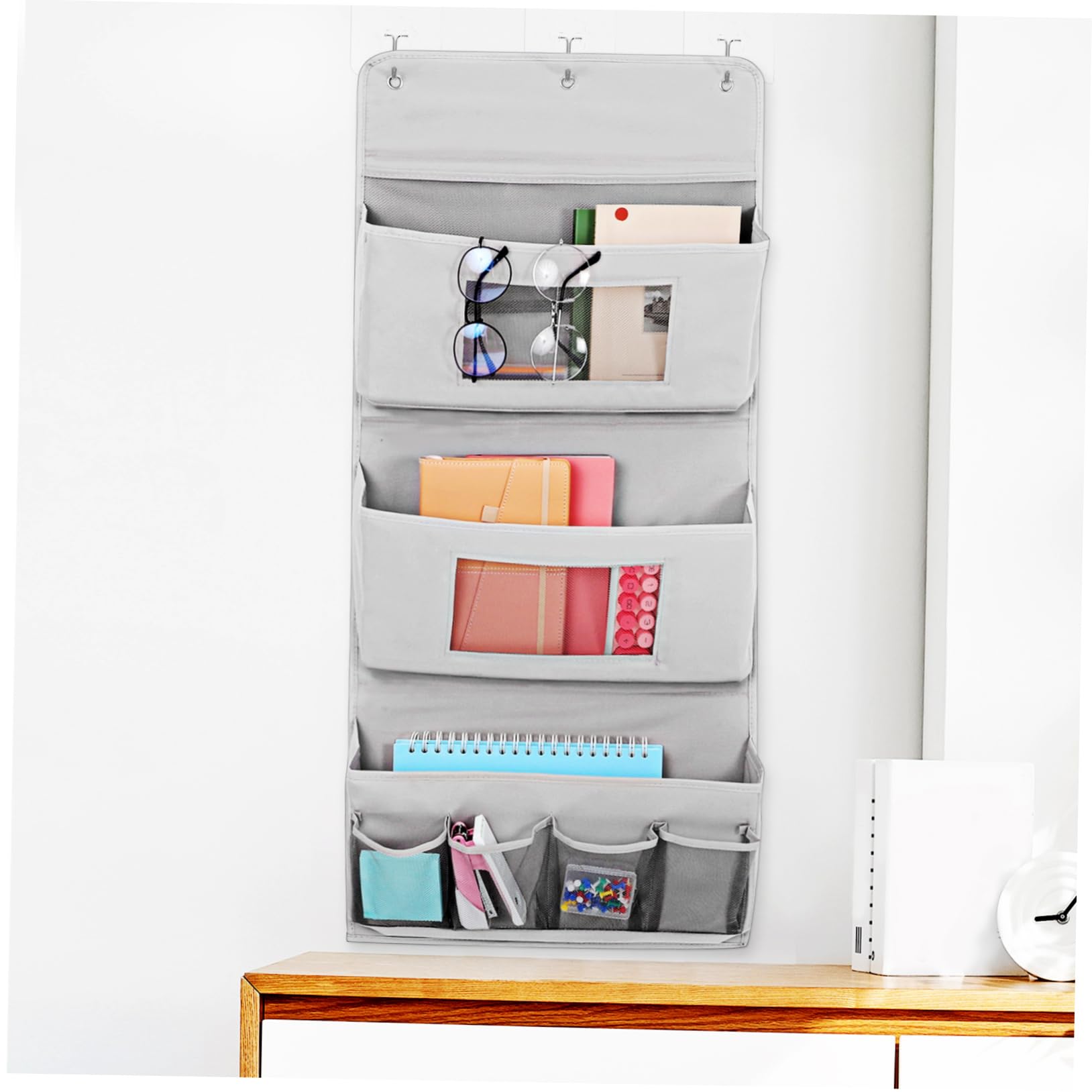 GLEAVI Organizer da Porta in Stoffa per Cosmetici, 4 Tasche e Fori, Lavabile e Salvaspazio, per Bagno e Armadio