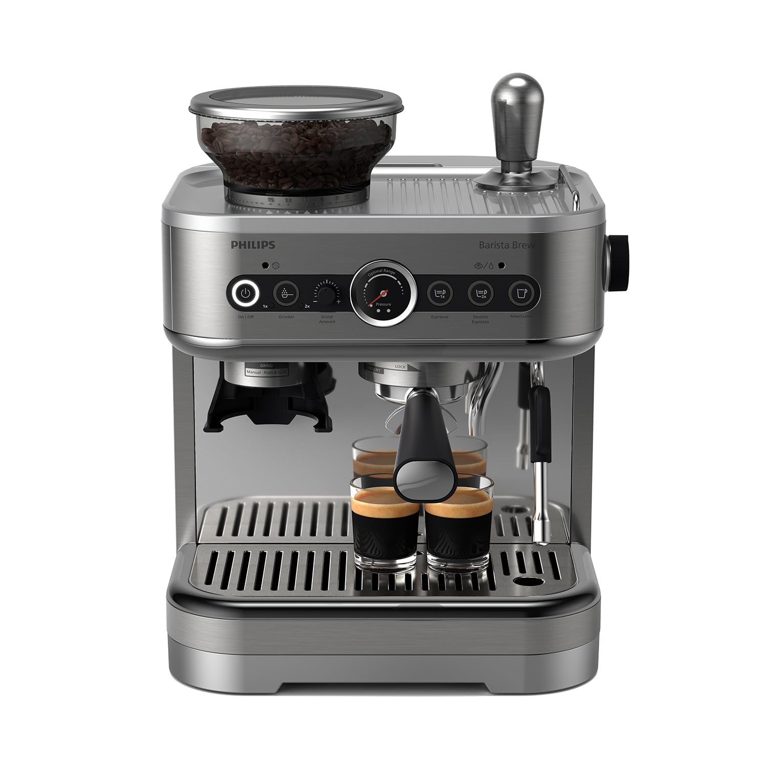 PHILIPS Espressomaschine Barista Brew, Silber, Espresso & Americano