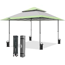 EAGLE PEAK 13x13 Straight Leg Pop Up Canopy Tent Instant Outdoor Canopy Easy Single Person Set up Folding Shelter w/Auto Extending Eaves 169 Square Feet of Shade (Gray)