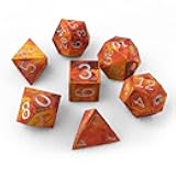 STATU3D Polyhedral Nylon DND Dice Set, 7 Piece 3D Printed Dice Set for Dungeons and Dragons RPG & Table Top Gaming, Intense Fire Design