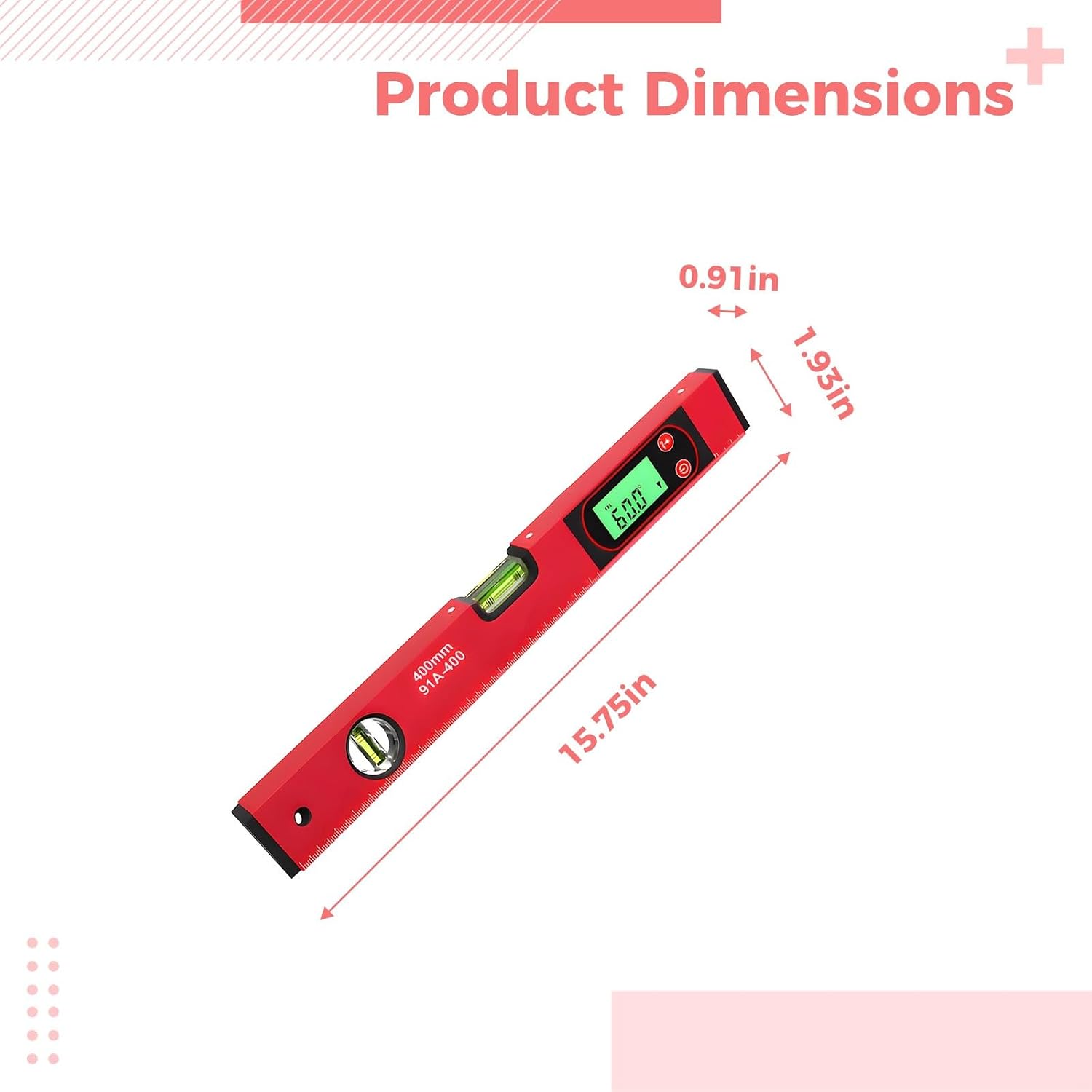 Electronic Protractor Digital Level, 15.7 In Angle Finder With Backlit Lcd, V-Groove Base, Aluminum Alloy Construction