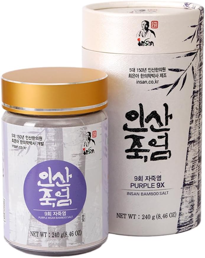 Insan 9X Roasted Bamboo Salt – Korean Alkaline Mineral Sea Salt - Detox & Cleansing Powder for Cooking, Beauty & Skincare Rituals, Powder Type 240g