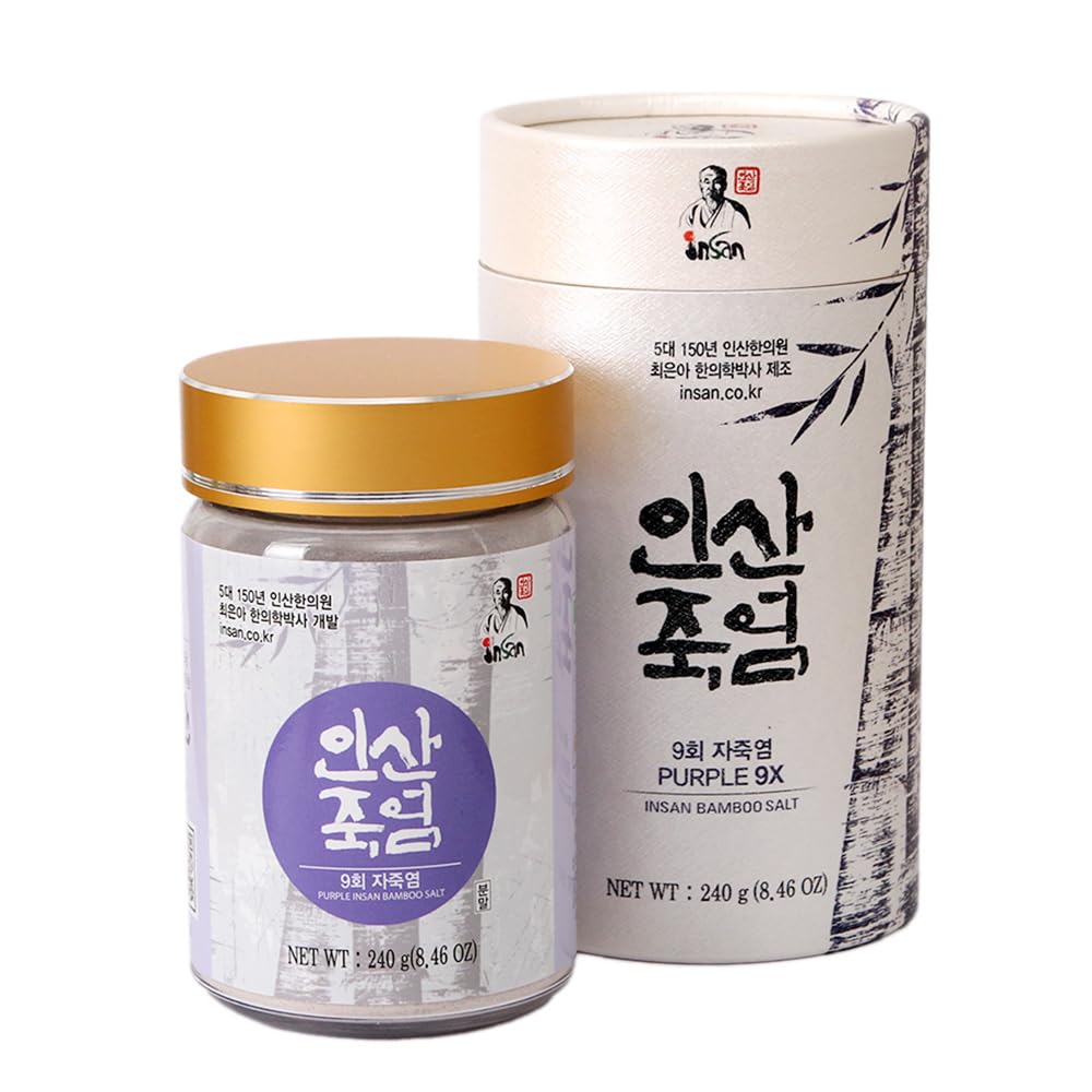 Insan 9X Roasted Bamboo Salt – Korean Alkaline Mineral Sea Salt - Detox & Cleansing Powder for Cooking, Beauty & Skincare Rituals, Powder Type 240g