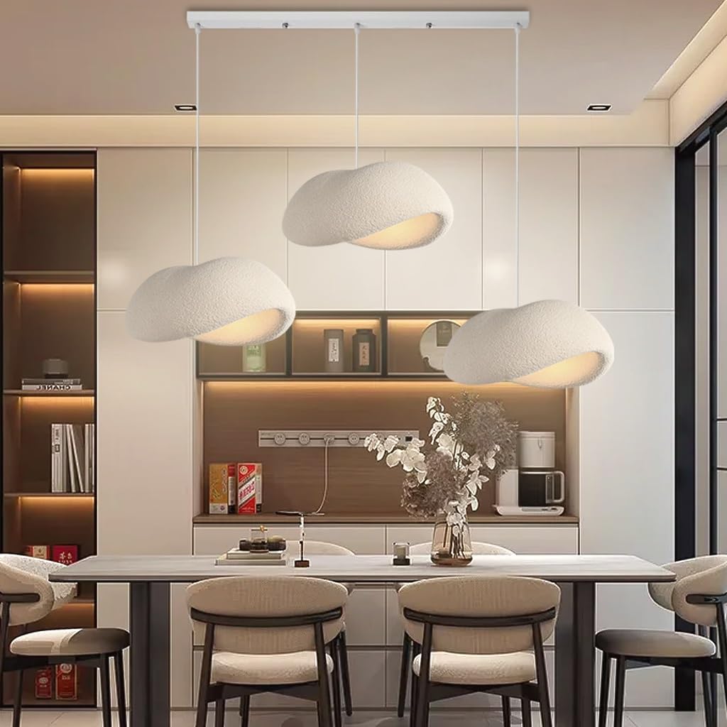 PANNN Modern Wabi-Sabi Pendant Light E27 Creative Pendant Light Nordic Style Three Light Pendant Cloud Shaped Lamp Fixture Brown Chandelier for Dining Living Room Bedroom Hanging Lamp(A2)