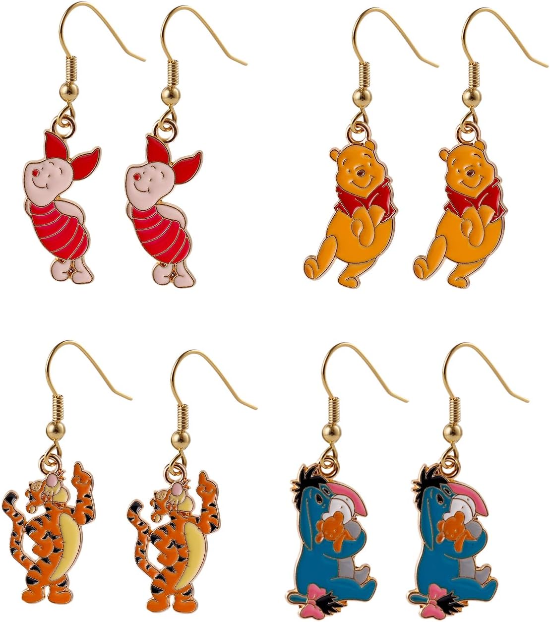G-Ahora 12Pcs Pooh Cartoon Charm Pooh Piglet Eeyore Tiger Jewelry Accessories Pendant for Jewelry Making DIY Crafts