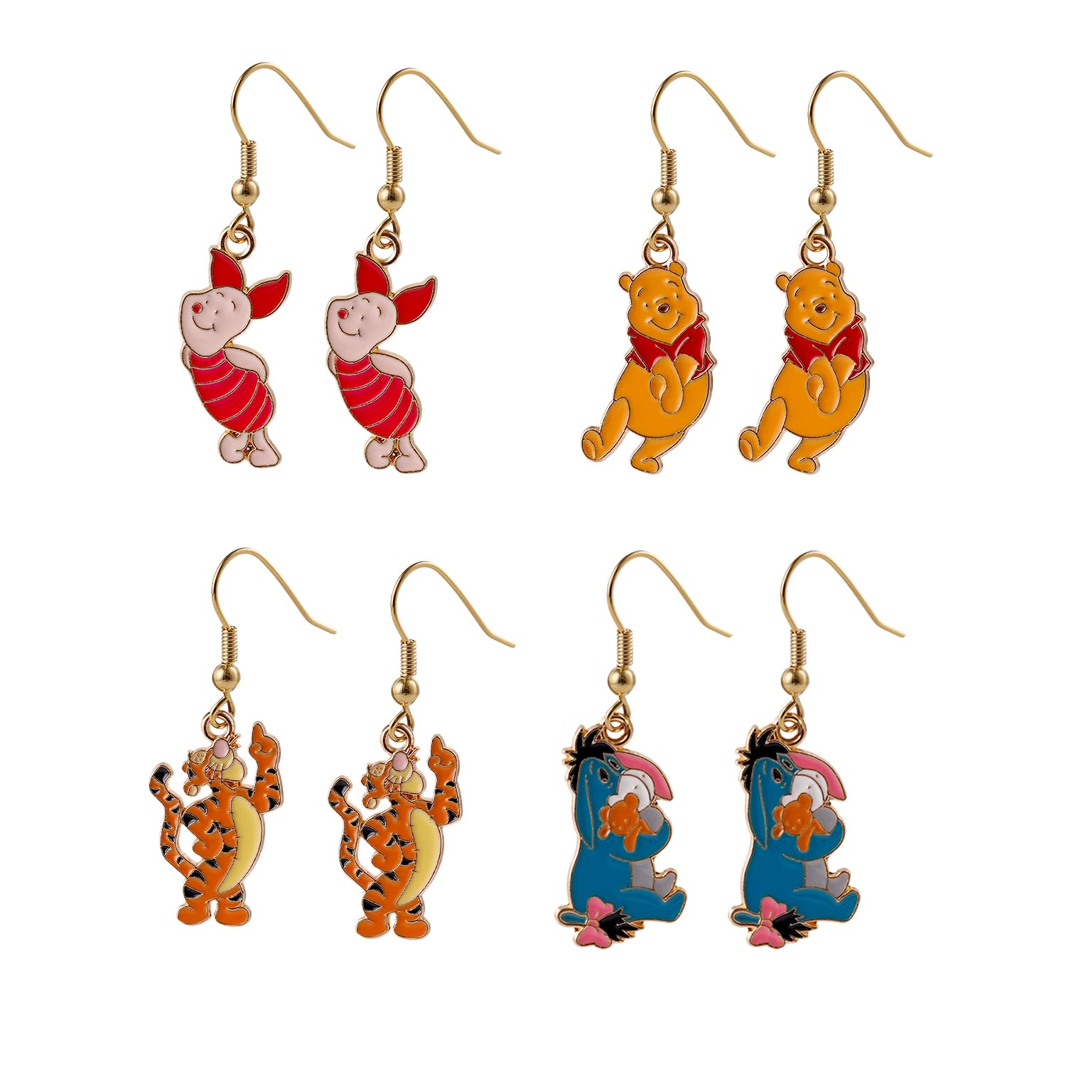 G-Ahora 12Pcs Pooh Cartoon Charm Pooh Piglet Eeyore Tiger Jewelry Accessories Pendant for Jewelry Making DIY Crafts