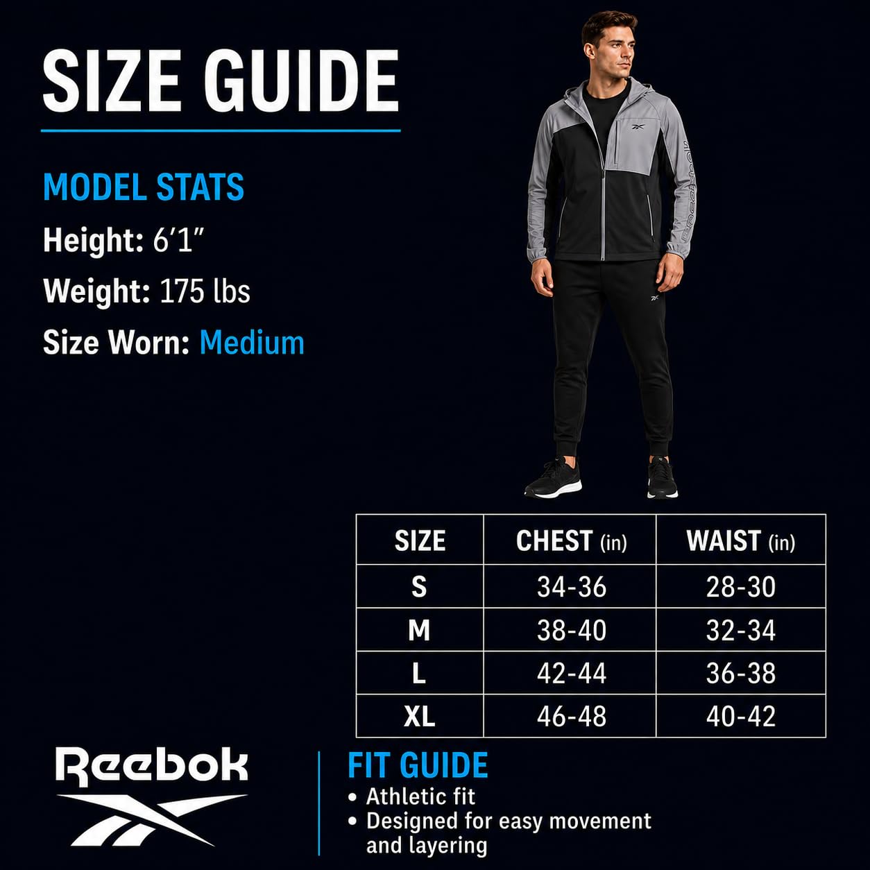 Reebok Sudadera con capucha de sherpa para hombre, rendimiento activo, forro polar, cálida, con forro de sherpa, con cremallera, para hombre