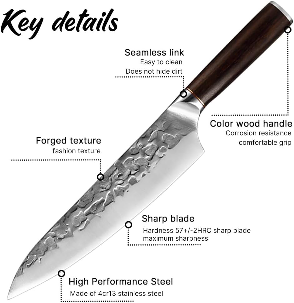 DAXXIN Kitchen Knife Sets, 6Pcs Knife Set Kitchen Knives Handmade Forged Sharp Japanese Santoku Knife Cleaver Slicing Utility Knife For Kitchen