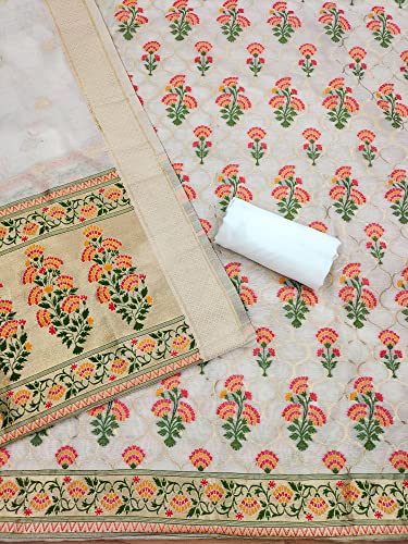Image of Pandadi Women's Cotton Jacquard Unstitched Salwar Suit Dress Material