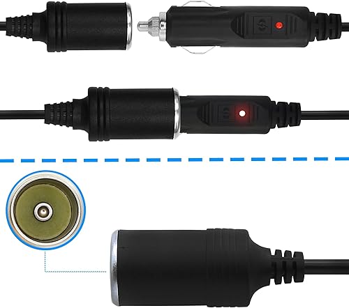 Miniatura 3 de GINTOOYUN Cable de alimentación para encendedor de cigarrillos de 12/24 V, CC de 0.217 in x 0.083 in, adaptador de enchufe macho a hembra, para