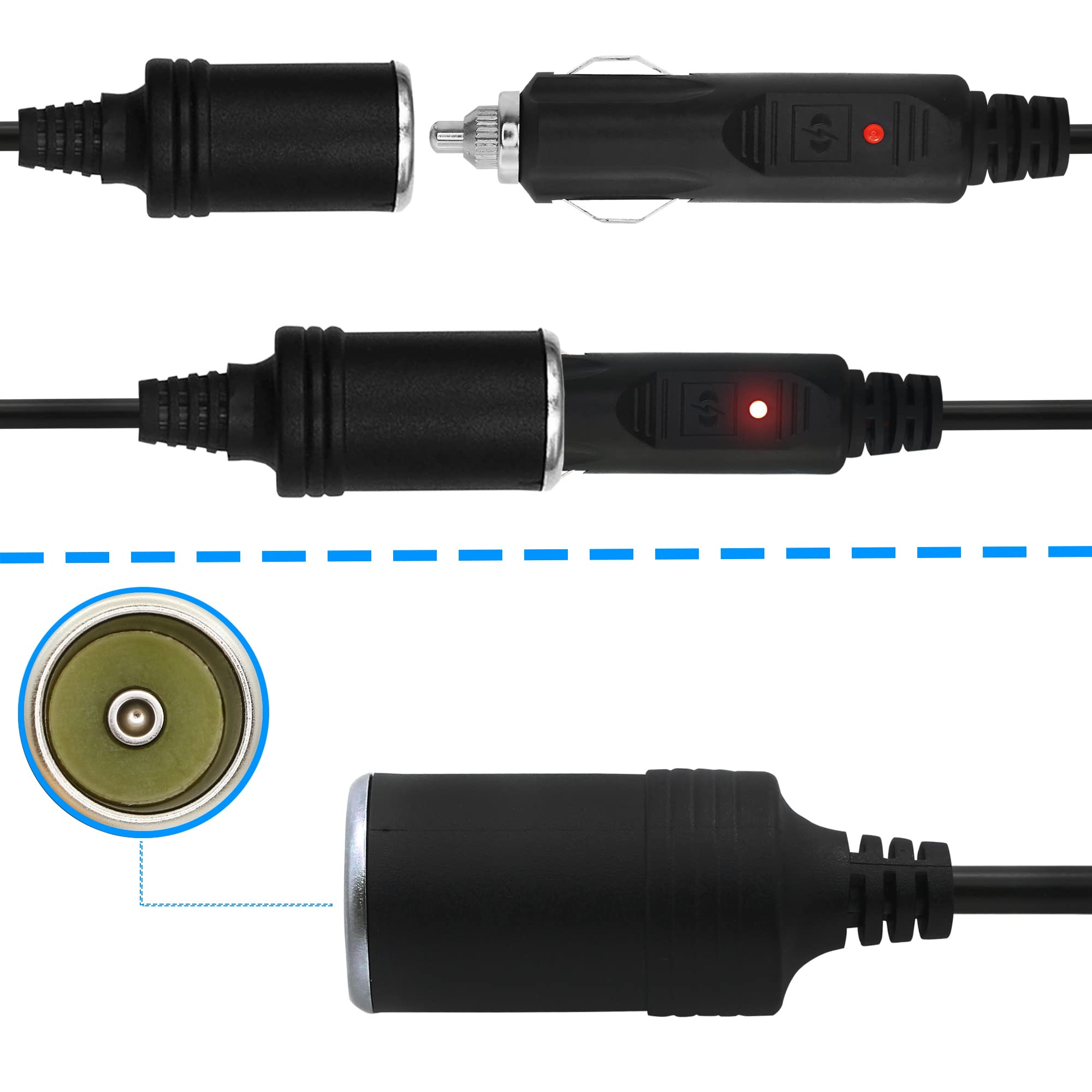 Amazon.com: GINTOOYUN 12/24V Cigarette Lighter Power Supply Cable DC 5.5mm  x 2.1mm Male to Female Cigarette Lighter Plug Adapter for Car Charger,Car  Refrigerator,Car Air Pump etc(1ft 30cm) : Automotive