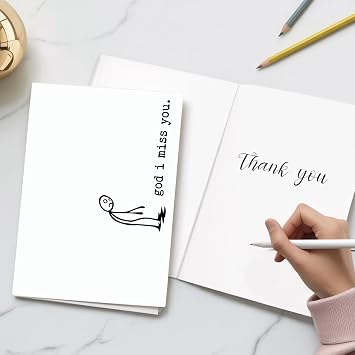 Funny Missing You Card God I Miss You, Humorous Hand-Drawn Stick Figure Design Perfect for Friends, Family, or Loved Ones Envelope Included - 8x5.3 Inch