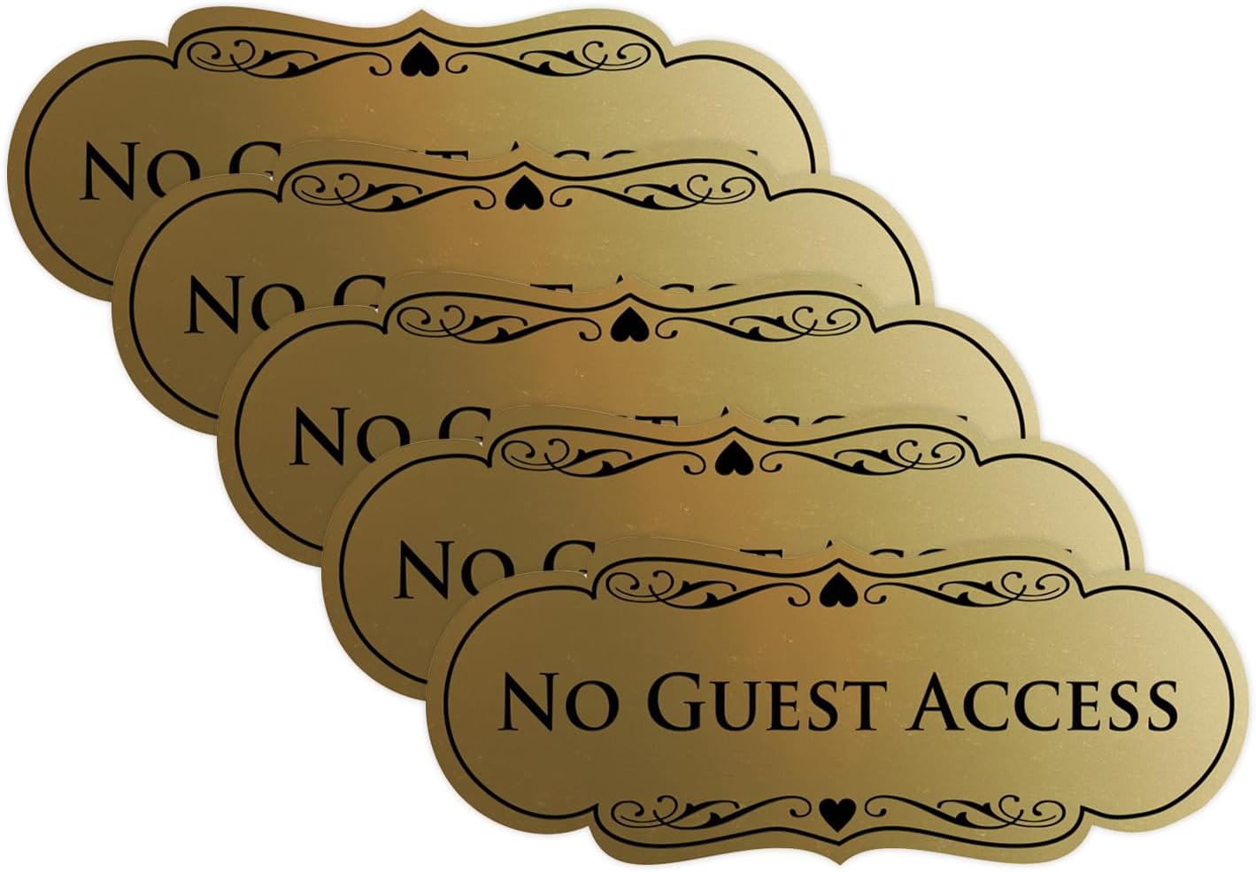 All Quality Designer No Guest Access Wall or Door Sign - Brushed Gold - Large (5 Pack)
