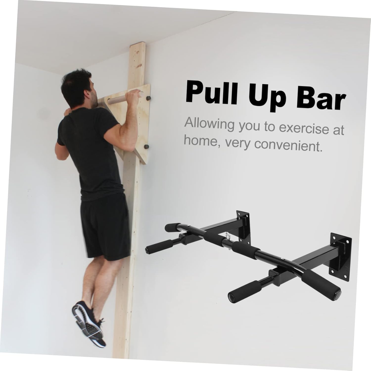 Kisangel Adjustable Wall-mounted Pull-up Bar for Home Heavy Duty Chin- for Strength Training Suitable for Garage and Office Workouts