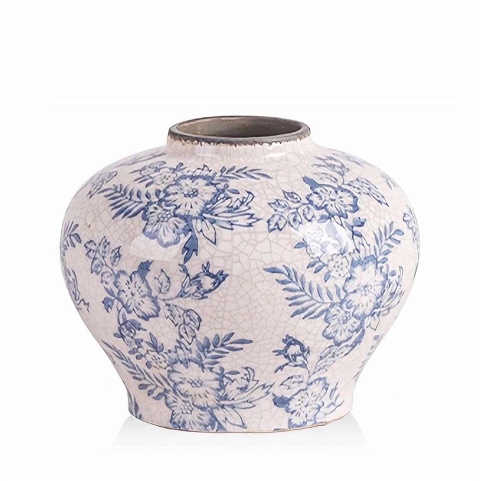 Vase Chinoiserie en Porcelaine Authentique Bleue et Blanche Céramique Style Classique