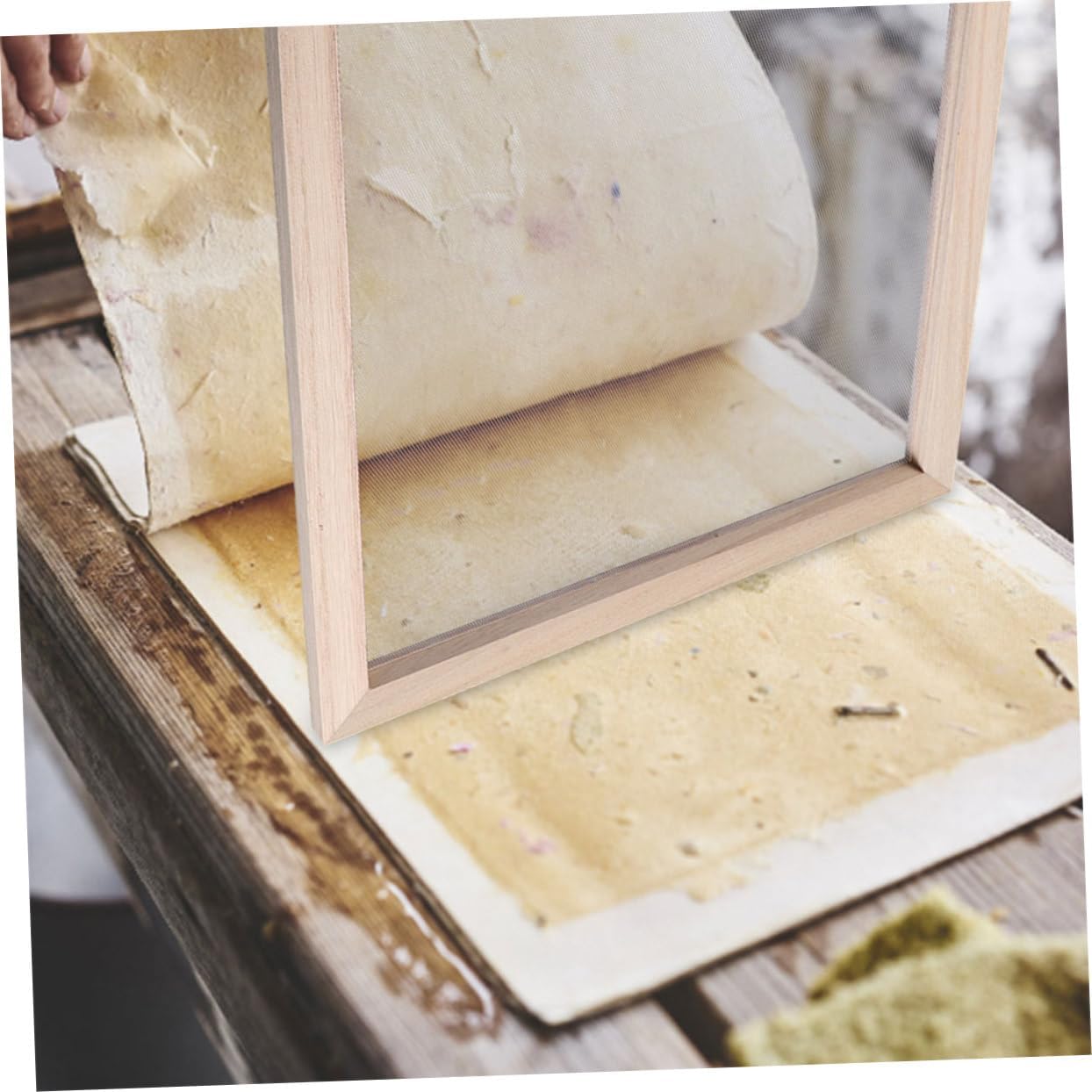 PLAFOPE 2pcs Handmade Paper Wooden Frame Screen for Paper Making Traditional Craft Wooden Frame Supply