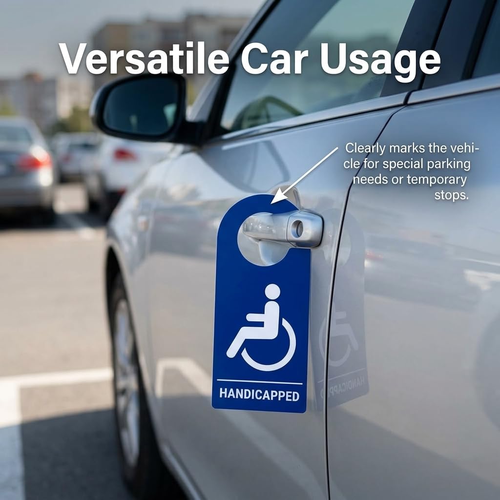 Handicap Parking Sign Hanger, Wheelchair Placard for Car Mirror and Handle image 5