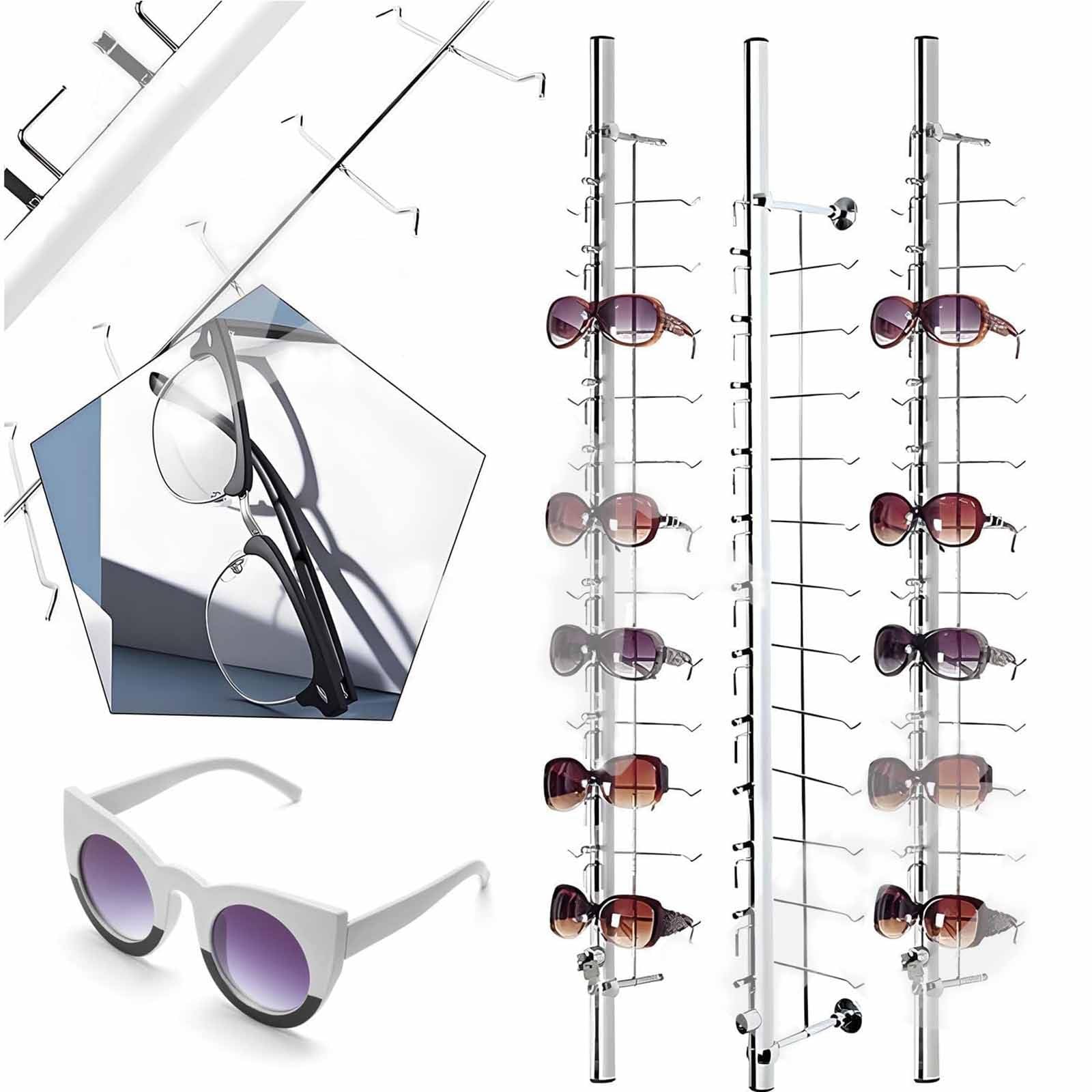 Soporte de exhibición de gafas, estante de aluminio para múltiples gafas de sol, uso en tiendas ópticas y centros comerciales, soporte seguro con cerradura