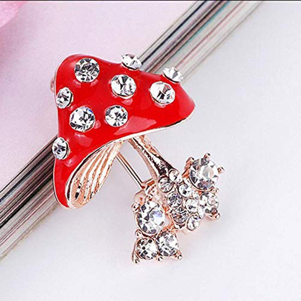 Modische Pilz-Brosche, Kristall-Strass-Brosche, Schmuck, Kleid, Schal, Schal