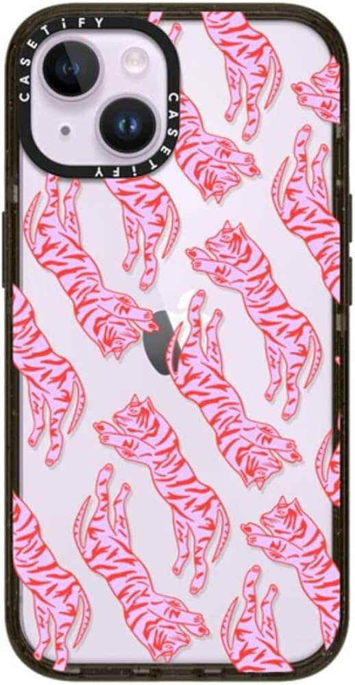 Casetify Impact iPhone 14 ケース [4X ミリタリーグレード 落下テスト済み / 8フィート落下保護] -  グレイス・オーウェン タイガース - 光沢ブラック
