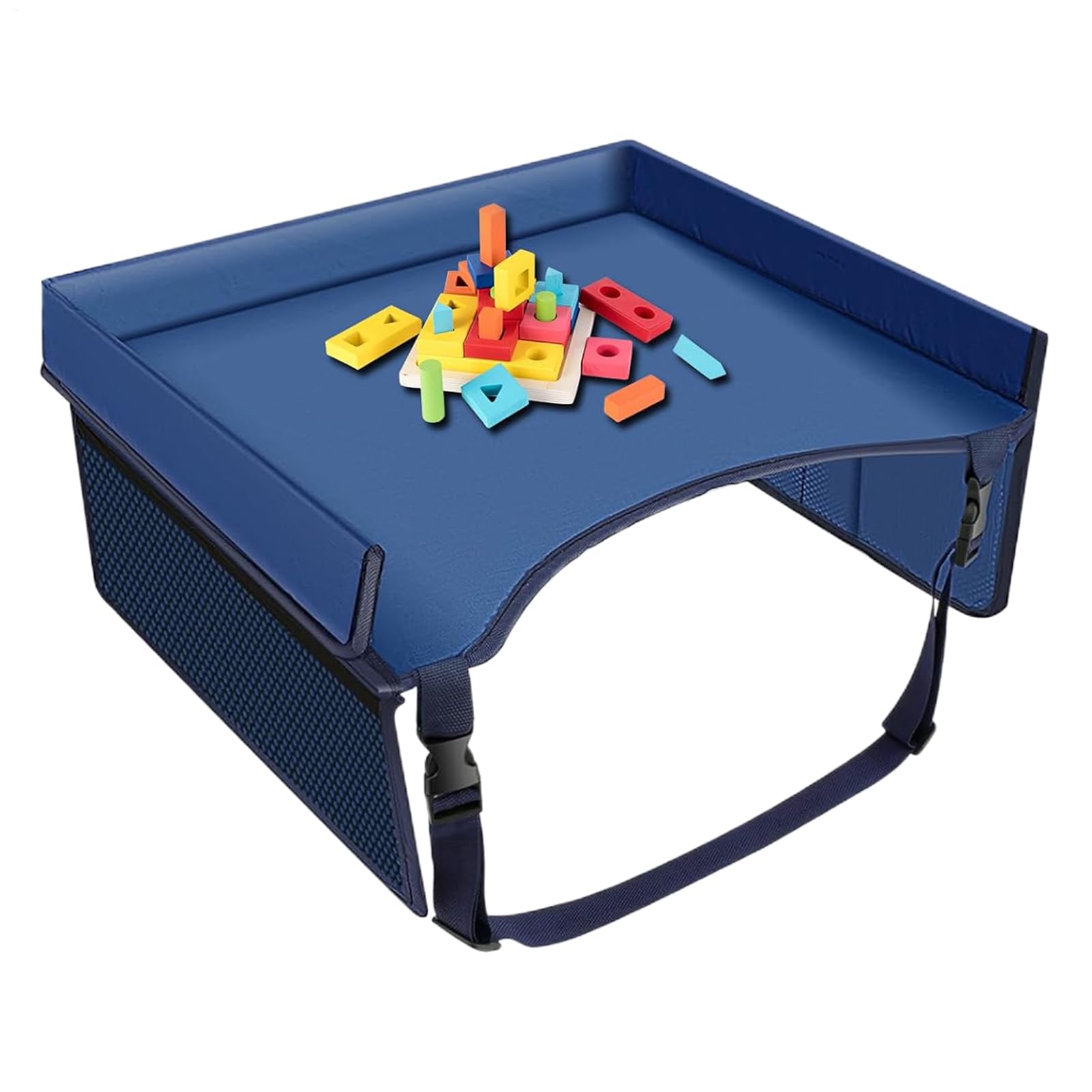 Yiohejy Kids Travel Tray For Car Seat, Car Seat Table With Pockets, Foldable Auto Tray With Adjustable Straps, With Shock-absorbing Sponge Layer, For Children Long Trip