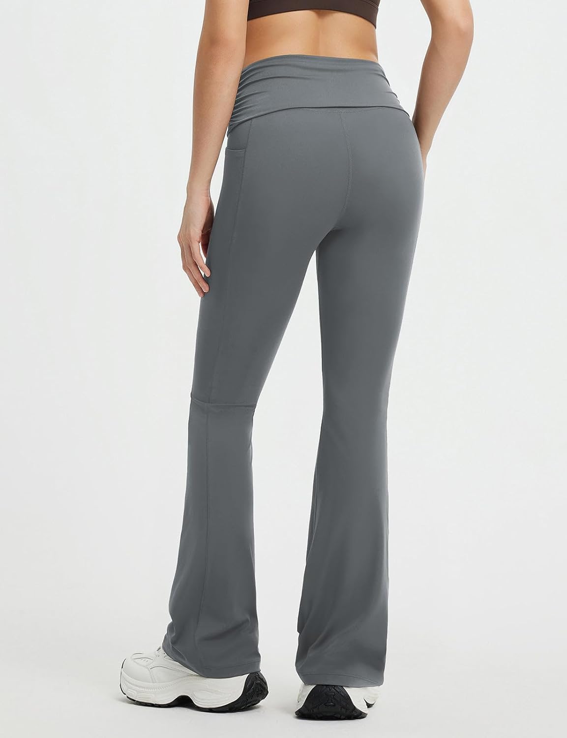 baleaf Womens Flare Yoga Pants Fold Over Flared Leggings with Pockets Tummy Control Bootcut Pants - Image 6